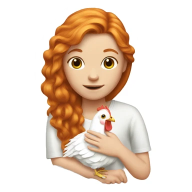 Ginger girl with Long hair and a white hen sticker