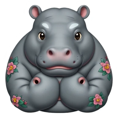 tatoos hippo, sleepy sticker
