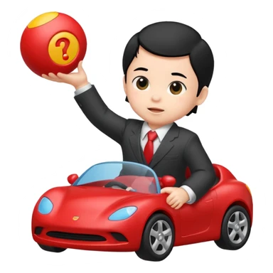 black haired baby playing car toy, wear suit sticker