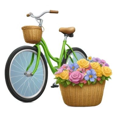 Bicycle with a basket of flowers  sticker