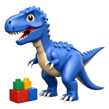 A cute blue t-rex building with LEGO bricks sticker
