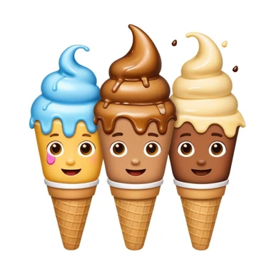 happy children with melting ice cream cones sticker