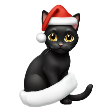 Black cat with Christmas hat ￼ sticker