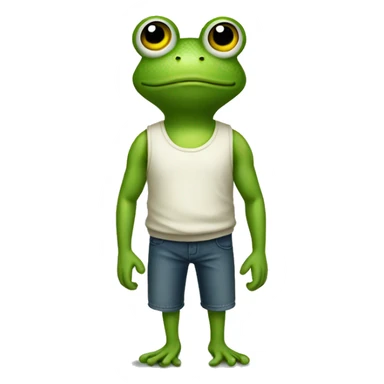 a frog-like figure in a sleeveless shirt sticker