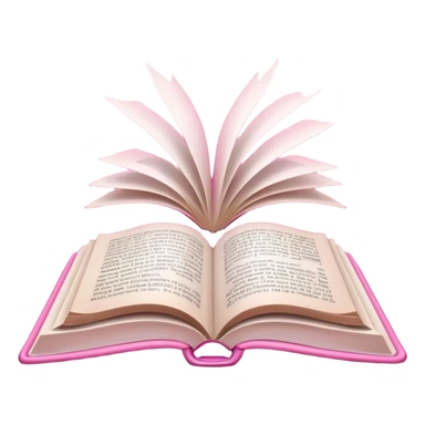 An open pink book with white magical lights emerging from its pages sticker