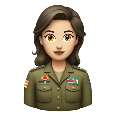 White female brunette army sticker