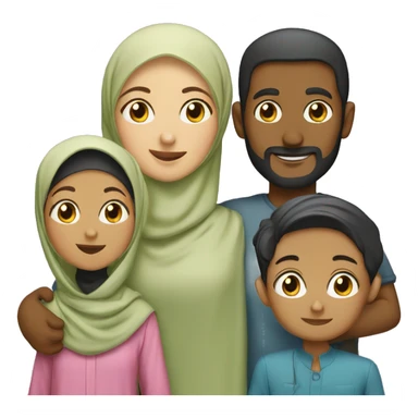 Hijabi woman with a husband and children  sticker