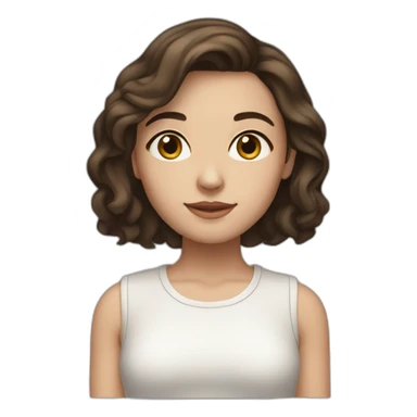 brunette girl with medium-length hair, white skin, freckles and brown eyes. sticker