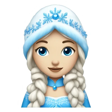 Snow Maiden girl in a blue dress lush warm and kokoshnik with blue eyes sticker
