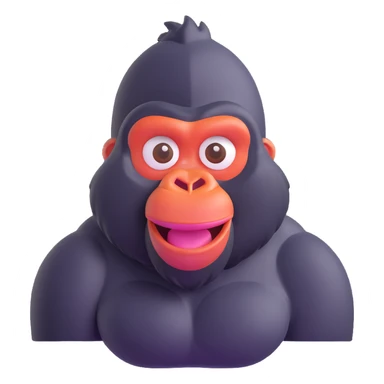 gorilla, 3D emoji style, soft shading, lively and expressive, suitable for app icon sticker