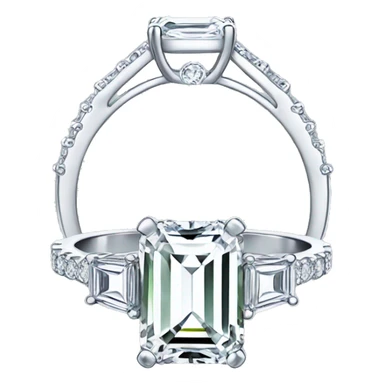 Silver emerald cut engagement ring sticker