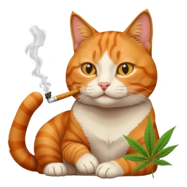 orange tabby cat smoking weed sticker