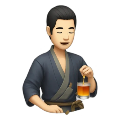 japanese dude sipping whisky sticker