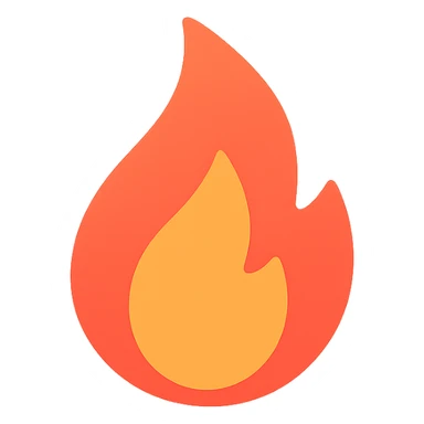 colorful icon of a flame with red and orange gradients sticker