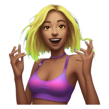 Rave party dancing neon smoking sticker