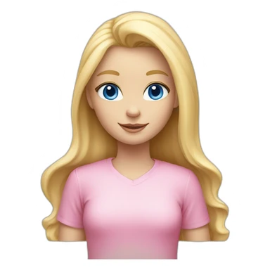 Blond girl with blue eyes and a pink shirt, straight haie sticker