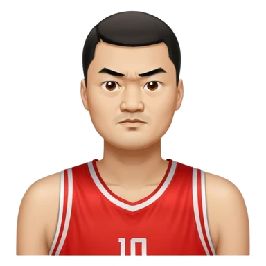 Yao Ming – Cinematic Realistic Portrait of Yao Ming, depicted as a towering basketball icon in a modern uniform, with a gentle yet determined expression and dynamic arena lighting that highlights his immense stature and graceful athleticism. sticker