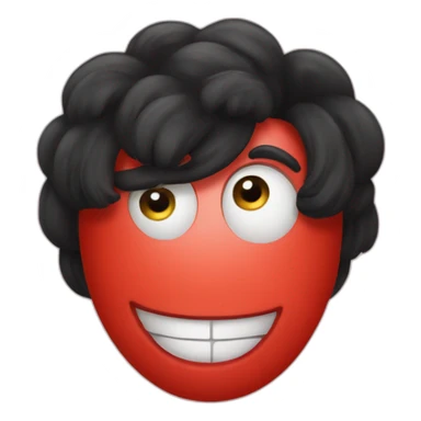 a tomato with goofy black hair sticker