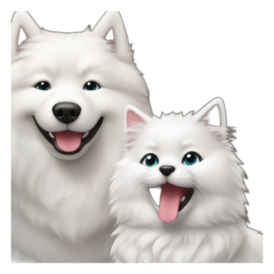 samoyed and gay cat playing sticker
