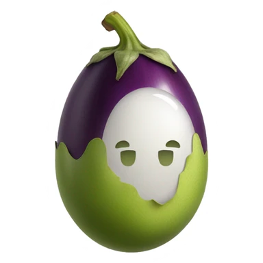 An egg plant with a piercing at the top sticker