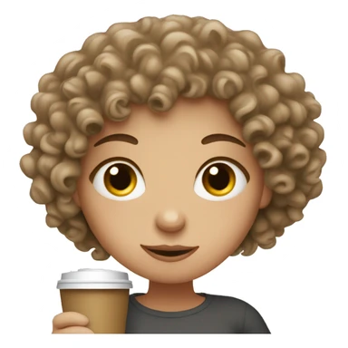 Curly haired white girl with a coffee sticker
