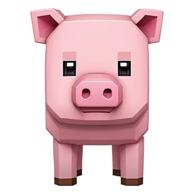 Minecraft pig, full body, pink blocky animal with square head sticker