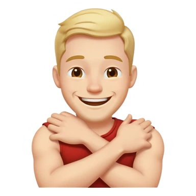 A guy with his arms crossed around his neck laughing  sticker