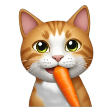 A cat eating a carrot sticker