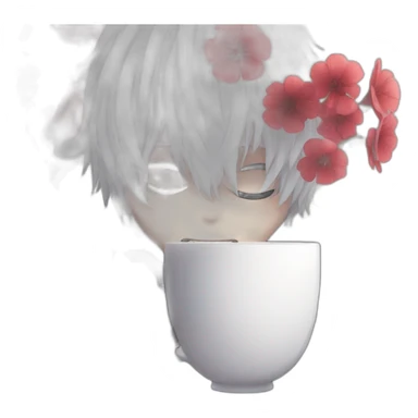 kaneki hold on his hand flower and cup sticker