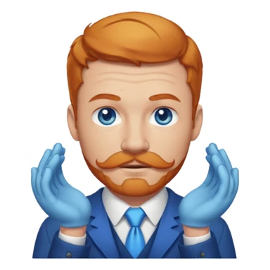 Ginger hair man with light skin tone, blue eyes, mustache bowing deeply sticker