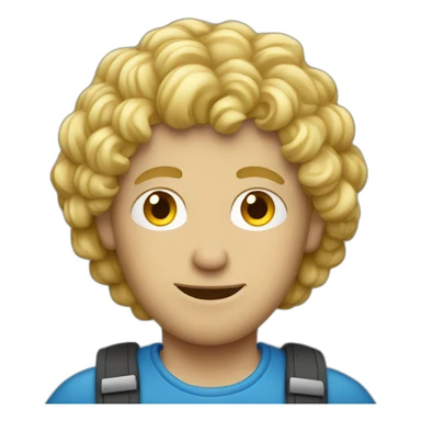 Blonde curly man with laptop sticker