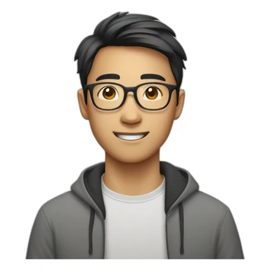 asian young man wearing eyeglasses sticker
