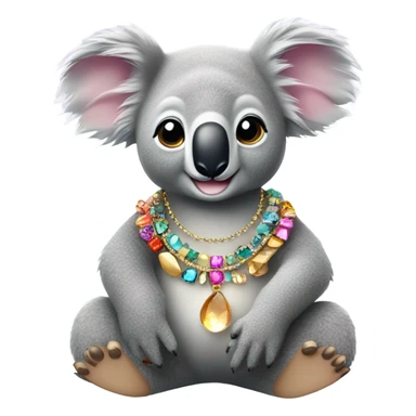 A koala wearing a shell necklace and lots of jewellery  sticker