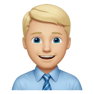 A guy with blonde hair and blue eyes that looks masculine. make him wear a shirt with a tie. he is danish. He is laughing with tears in his eyes sticker