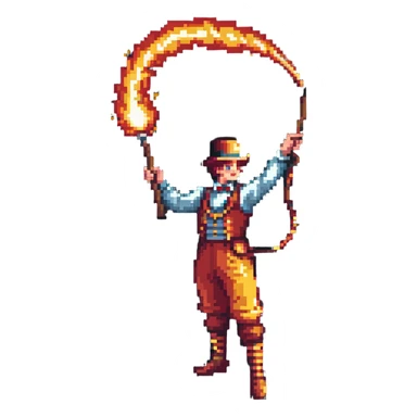 vintage circus artist with a fire whip sticker