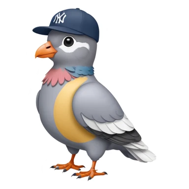 Full body pigeon wearing new York Yankees hat sticker
