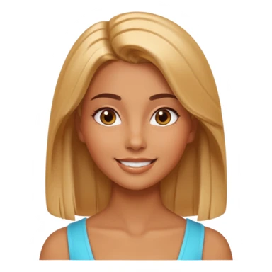 Create a 3D emoji in iOS emoji aesthetic style of a beautiful woman. She has smooth skin, shiny hair, soft facial features, and a gentle warm smile. Lighting is bright and balanced, with clean white background and soft shadows. The design should look expressive, glossy like real iPhone emojis

 sticker