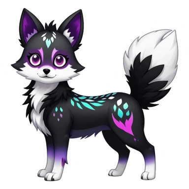 Vibrant edgy gothic Falvie-Fionbri-creature-sparkle-canine-fursona, full body, with random markings sticker