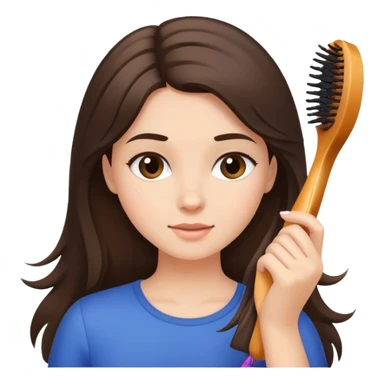 brunette girl brushing her hair sticker