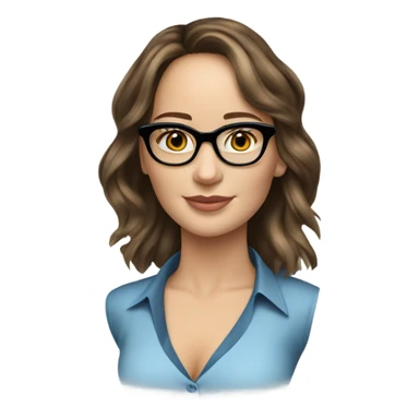 Photo of Brunette Jennifer Lawrence wearing black glasses and blue eyes talking on the phone  sticker