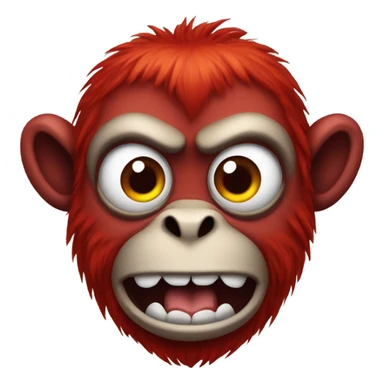 Evil red monkey with horns around its head sticker