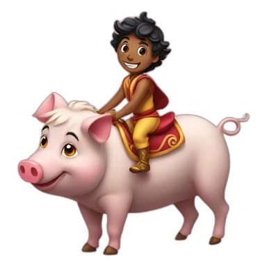 Aladin riding pig sticker