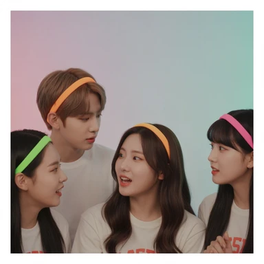 kpop friendship hairband, cute, expressive, minimal sticker