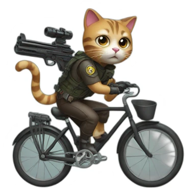 Cat with gun in bike sticker