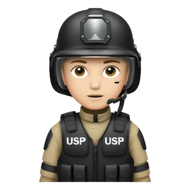 Swat mit Usp Aufschrift auf dem Helm und Weste sticker