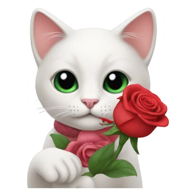 cat with rose in hand sticker