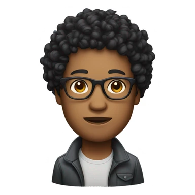 curly black hairs, glasses big head sticker