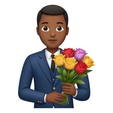 Black Male hand give a bogue of flowers sticker