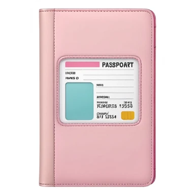 White passport cover with pastel pink boarding pass peeking out, clean composition sticker