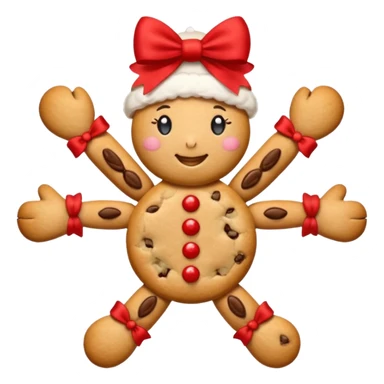 Christmas cookie with arms and legs but and red bow on her head sticker